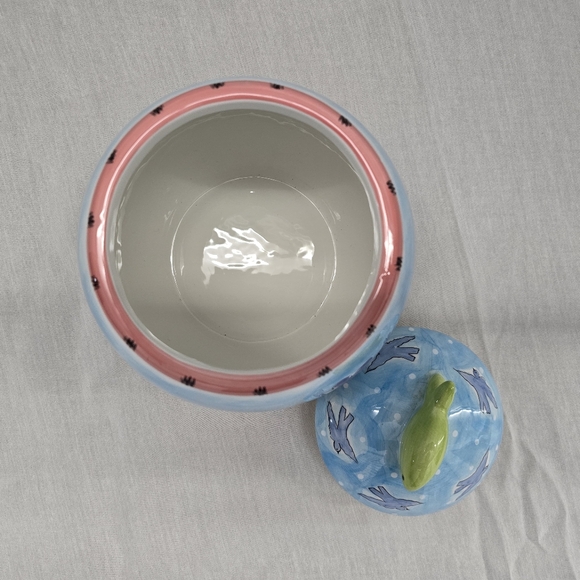 Hausenware Cat Kitten Butterfly Fish Birds Floral Ceramic Cookie Jar Vintage - Picture 8 of 16